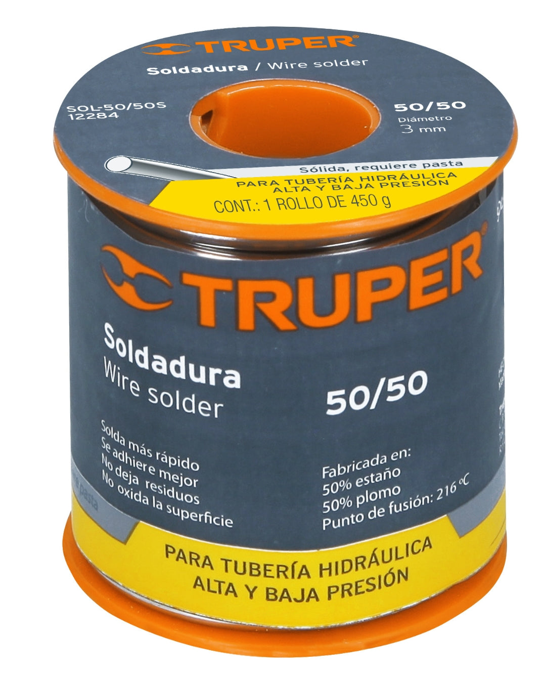 TRUPER Soldadura Sólida de 450g 50/50 para Tubería Hidráulica
