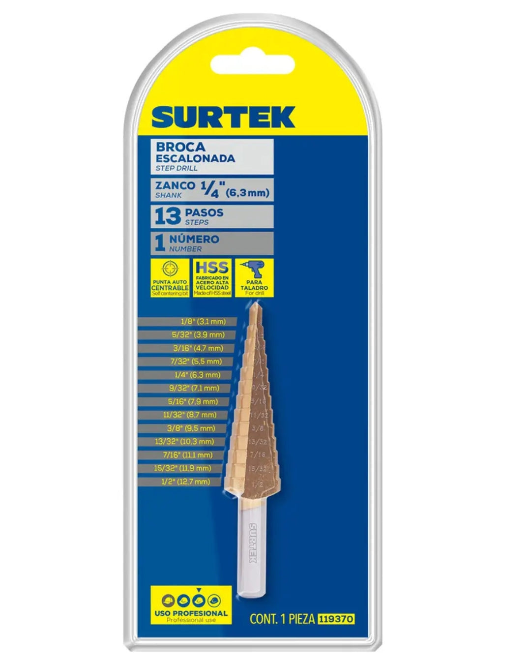 SURTEK Broca Escalonada 3/16" - 7/8"