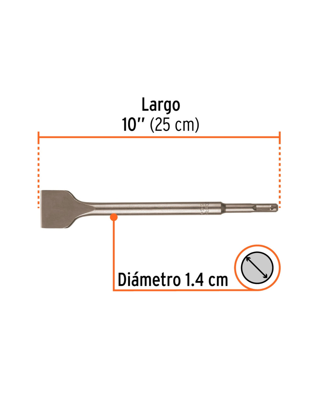 TRUPER Cincel Plano Grueso SDS Plus 1-1/2" x 10"