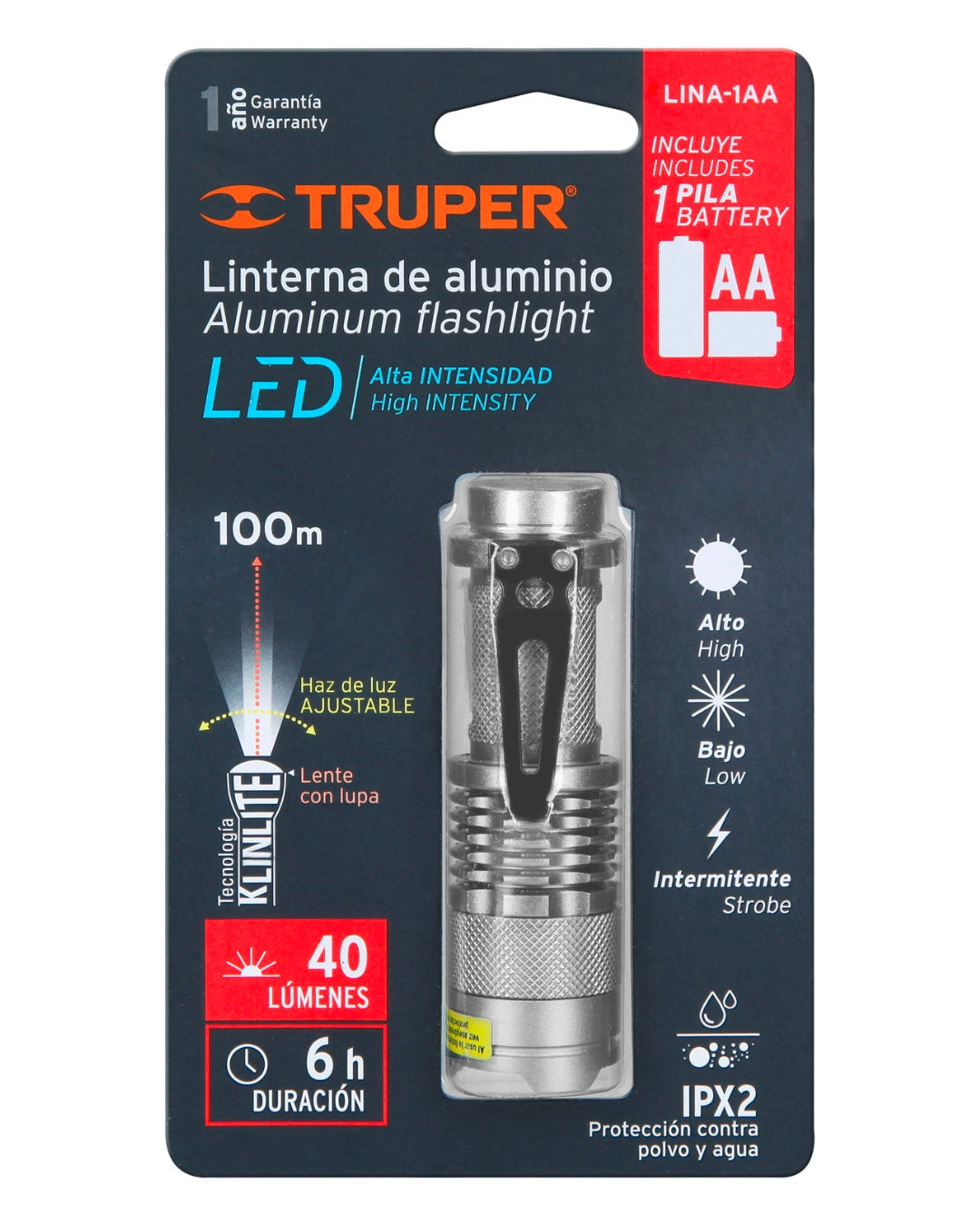 TRUPER Linterna de Aluminio 1 LED 40 lm