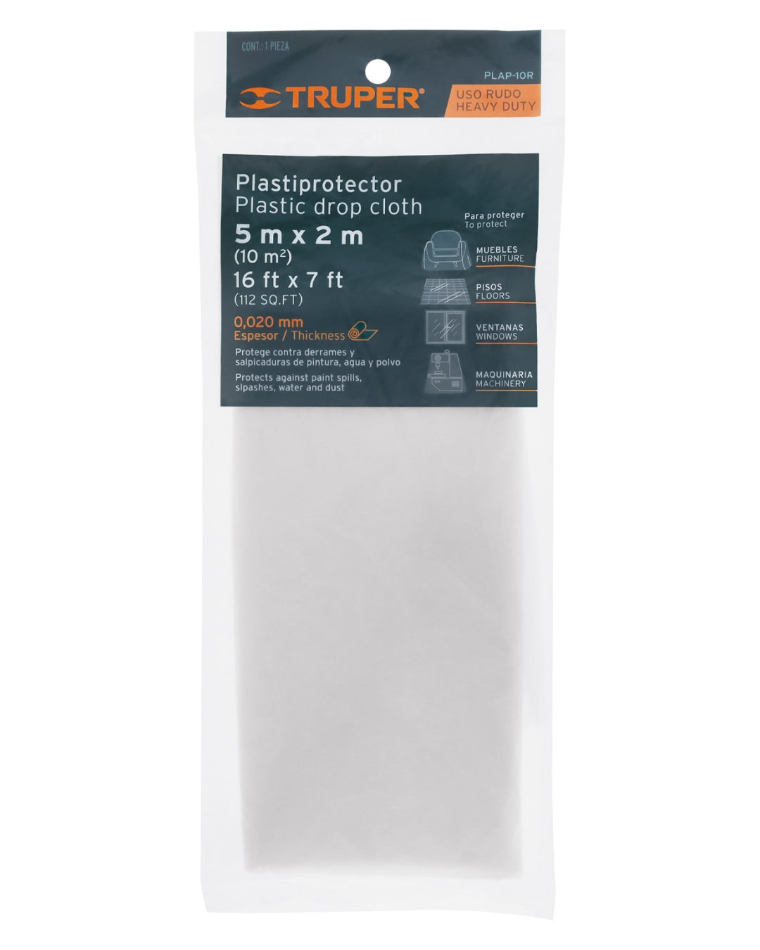 TRUPER Plastiprotector 5 x 2 m Uso Rudo
