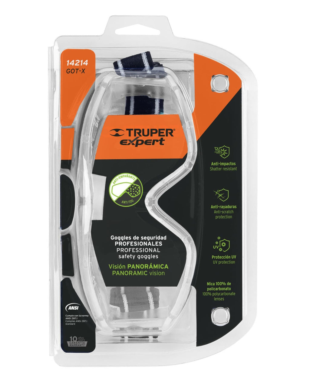 TRUPER Goggles de Seguridad Profesional Antiempaño