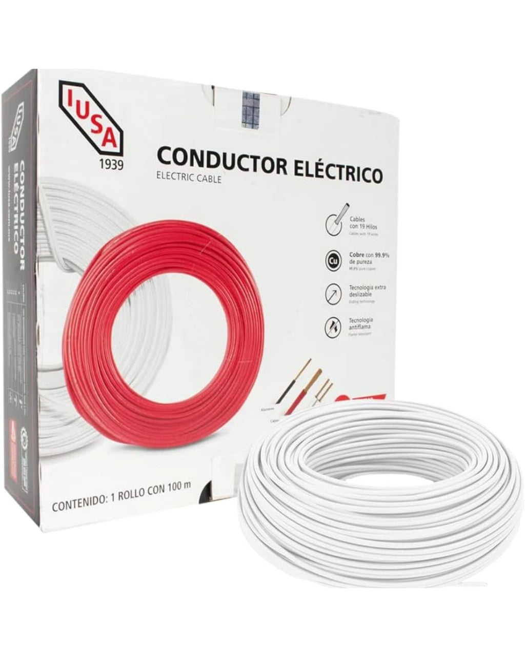 Cable THW Calibre 10 Blanco 100M IUSA