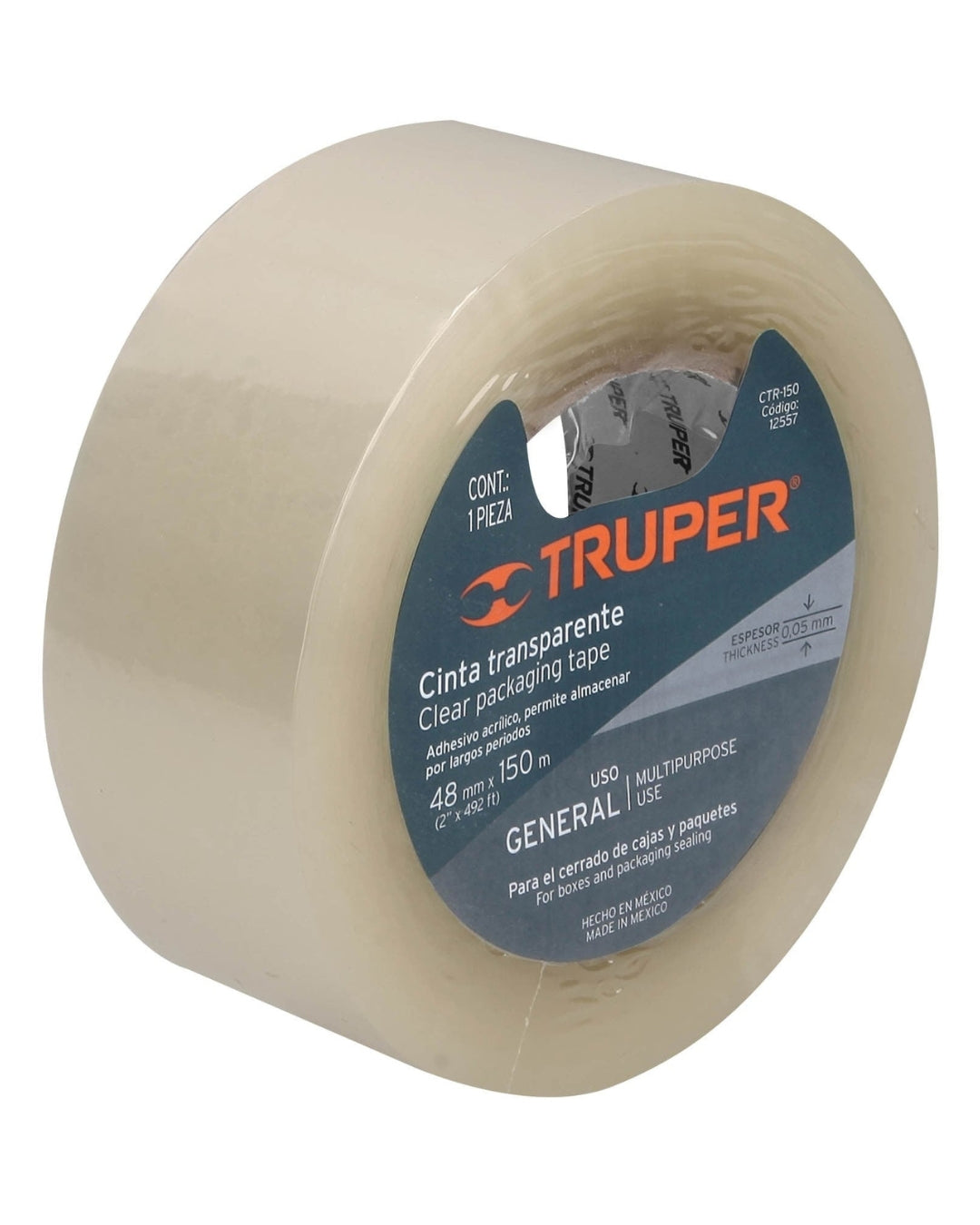 TRUPER Cinta de Empaque 48mm x 150m Transparente